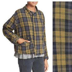 The Great plaid cotton zip up swing jacket
